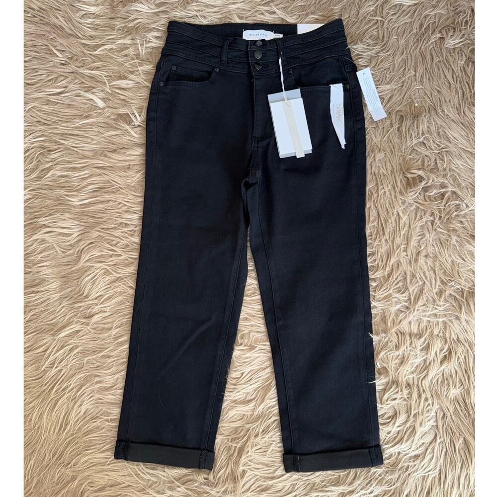 New Tahari Tammy High Rise Capri Jeans Black size 8/29 Women's